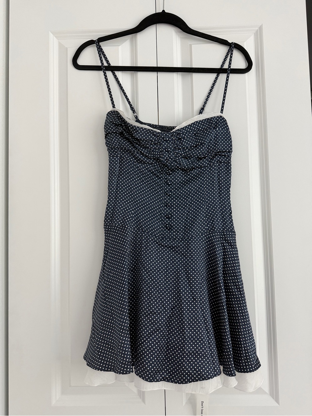 Reformation Navy Blue Polka Dot Mini Dress